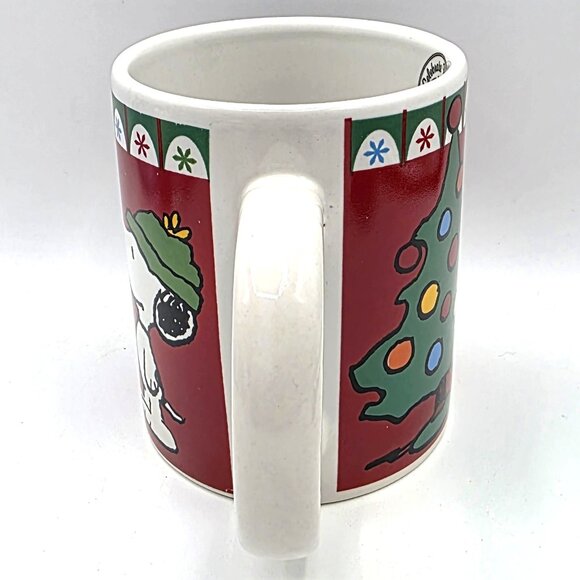 Peanuts Snoopy Christmas Tree Coffee Mug 60th Anniversary 2010 Tree Red Green - Picture 7 of 12